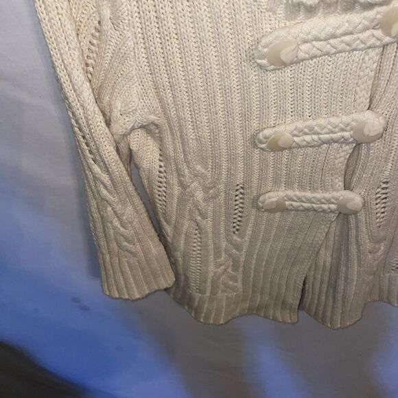 Heather B Women’s Cable Knit Sweater Size Medium Ivory Going Out Party 3/4 Slv - Picture 6 of 12